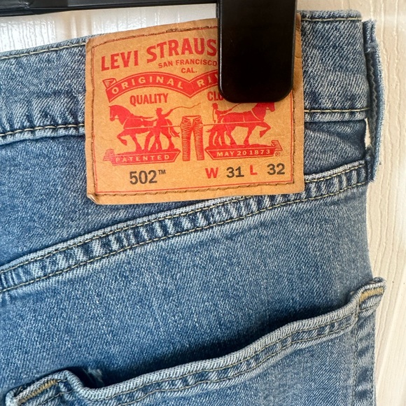 Vintage Levis 502 Jeans 31x32 Blue Denim Zip Fly Super Low Straight Leg - Picture 4 of 9